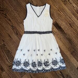 Altar’d State White with Navy Eyelet Trim Dress - Medium *NWT*